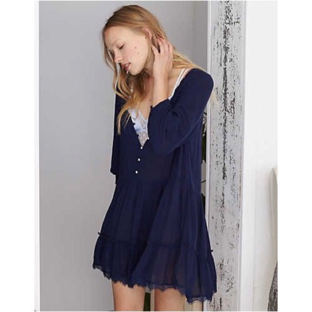 aerie burgundy peasant dress